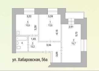 Продается 2-ком. квартира, 55 м2, Пермь, Хабаровская улица, 56А, ЖК Боровики