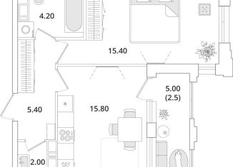 Продается 1-комнатная квартира, 44.9 м2, Санкт-Петербург, Планерная улица, 99, метро Комендантский проспект