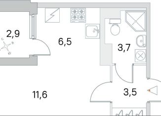 Продам квартиру студию, 28 м2, посёлок Шушары, улица Нины Петровой, 6к3