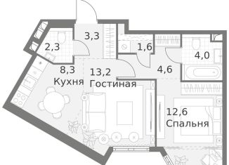 2-ком. квартира на продажу, 49.9 м2, Москва, ЖК Архитектор