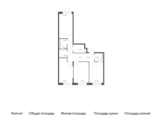 Трехкомнатная квартира на продажу, 77.8 м2, посёлок Мирный, жилой комплекс Томилино Парк, к5.4