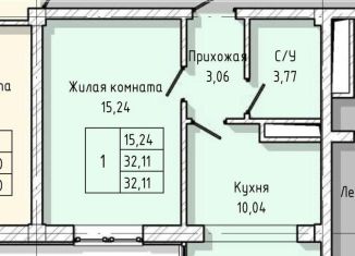 Продам 1-комнатную квартиру, 32.1 м2, Нальчик, улица А.А. Кадырова, 24, район Молодёжный