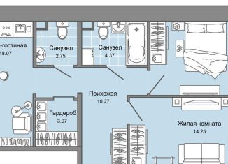 Продам трехкомнатную квартиру, 67 м2, Ульяновская область, жилой комплекс Юлла, 2