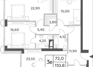 Четырехкомнатная квартира на продажу, 110.8 м2, Москва, метро Раменки, проспект Генерала Дорохова, вл1к1