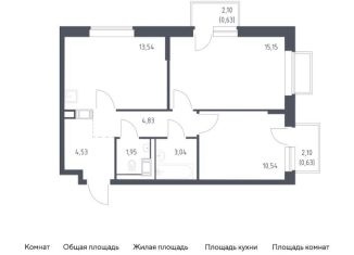 Двухкомнатная квартира на продажу, 54.8 м2, Московская область, жилой комплекс Томилино Парк, к6.1