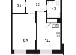 Продажа 1-комнатной квартиры, 43.6 м2, Одинцово, жилой комплекс Союзный, к2, ЖК Союзный