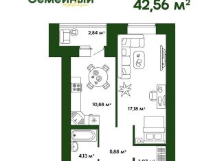 1-комнатная квартира на продажу, 44 м2, село Засечное