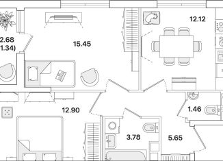 Продажа 2-комнатной квартиры, 52.7 м2, Санкт-Петербург, метро Академическая