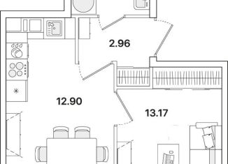 1-комнатная квартира на продажу, 34.2 м2, Санкт-Петербург, метро Академическая