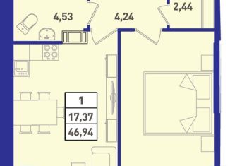 Продаю 1-ком. квартиру, 46.9 м2, Мурино, ЖК Ромашки, улица Шоссе в Лаврики, 64к4