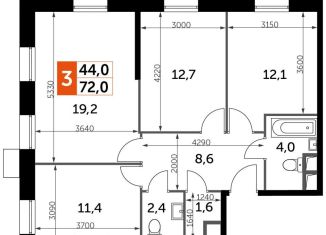 Продается 3-комнатная квартира, 72 м2, Москва, жилой комплекс Движение Тушино, к1-2, ЖК Движение Тушино