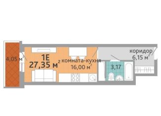 Продам 1-комнатную квартиру, 27.4 м2, Екатеринбург, ЖК Добрый