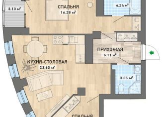 Продажа 2-комнатной квартиры, 68.1 м2, Екатеринбург, ЖК Просторы