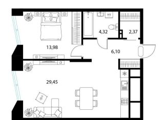 Продаю однокомнатную квартиру, 56.2 м2, Рязанская область, 1-й Осенний переулок