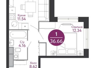 Однокомнатная квартира на продажу, 37.2 м2, Москва, 1-я Ватутинская улица, 14к1