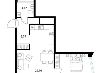 Продаю 1-комнатную квартиру, 44.5 м2, Рязань, Железнодорожный район, 1-й Осенний переулок