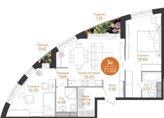 Продается трехкомнатная квартира, 76.2 м2, Москва, жилой комплекс Рашен Дизайн Дистрикт, к2А