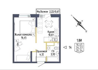 Продам однокомнатную квартиру, 36.3 м2, Екатеринбург, ЖК Зеленая Горка, Тюльпановая улица, 9