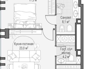 Продается 1-комнатная квартира, 124.8 м2, Москва, Пресненский район