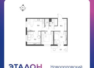 3-ком. квартира на продажу, 61.2 м2, Санкт-Петербург, ЖК Новоорловский
