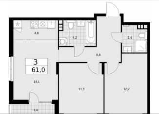 Продажа 3-комнатной квартиры, 61 м2, Москва