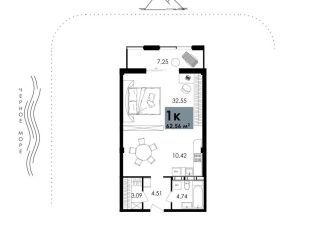 Продажа 1-комнатной квартиры, 62.6 м2, Алушта