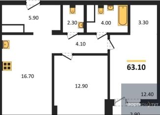 2-ком. квартира на продажу, 63.1 м2, Воронеж, бульвар Содружества, 1, Железнодорожный район