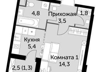 Продам квартиру студию, 31.1 м2, посёлок Развилка, ЖК Римский