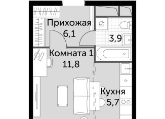 Продам квартиру студию, 27.5 м2, посёлок Развилка, ЖК Римский