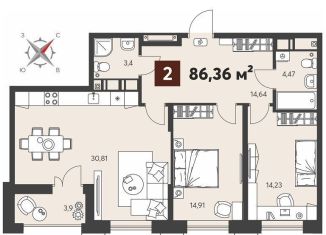 Продажа двухкомнатной квартиры, 86.4 м2, Пензенская область