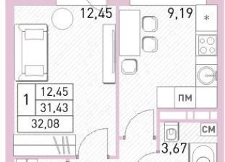 1-комнатная квартира на продажу, 32.1 м2, Балашиха, ЖК Столичный, жилой комплекс Столичный, к22
