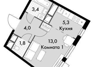 Продам квартиру студию, 27.5 м2, посёлок Развилка