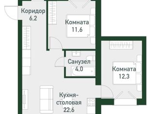 Продается двухкомнатная квартира, 54.8 м2, Челябинская область