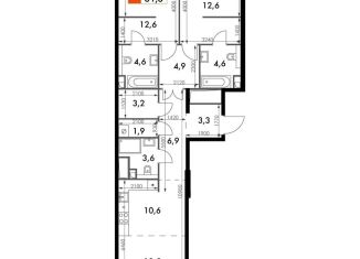 Продам трехкомнатную квартиру, 81.3 м2, Москва, жилой комплекс Сидней Сити, к5/1, станция Хорошёво