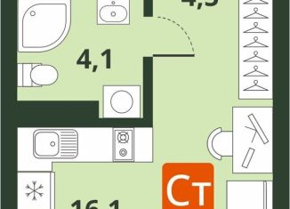 Продам 1-комнатную квартиру, 24.7 м2, Новосибирск, Калининский район, Тайгинская улица, с4