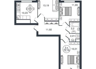 Продам 3-комнатную квартиру, 72.2 м2, Тверь