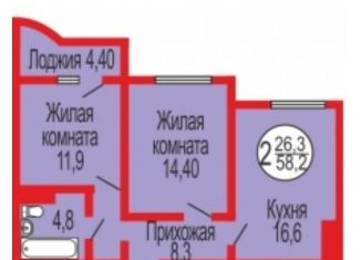 Продажа 3-ком. квартиры, 58 м2, Оренбург, ЖК Дубки