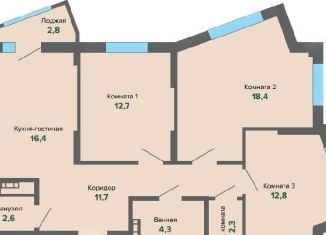 3-комнатная квартира на продажу, 84 м2, Екатеринбург, улица Владимира Высоцкого, 5, метро Динамо