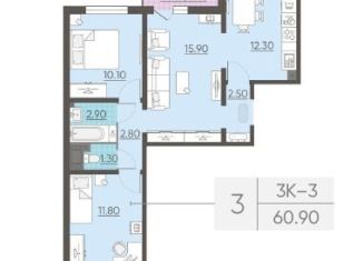 Продам 3-комнатную квартиру, 60.9 м2, Санкт-Петербург, метро Гражданский проспект