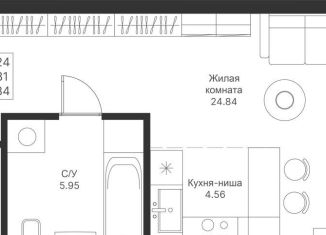 Продаю квартиру студию, 39.2 м2, Татарстан