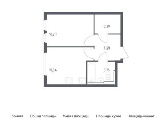 1-комнатная квартира на продажу, 32.7 м2, село Остафьево, жилой комплекс Остафьево, к17