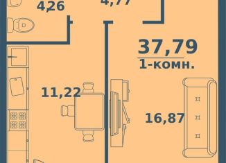 1-комнатная квартира на продажу, 37.8 м2, Ульяновск, Железнодорожный район