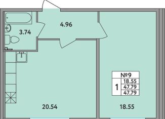 Продажа однокомнатной квартиры, 47.8 м2, деревня Новое Девяткино, деревня Новое Девяткино, 115, ЖК Удача