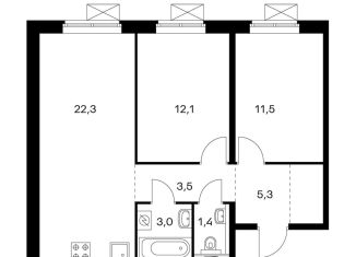 Продажа двухкомнатной квартиры, 59.1 м2, рабочий посёлок Боброво, жилой комплекс Восточное Бутово, к17