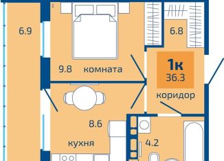Продается 1-комнатная квартира, 36.3 м2, Пермь