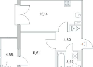 Продаю однокомнатную квартиру, 36.6 м2, посёлок Стрельна, ЖК Любоград