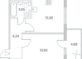 Однокомнатная квартира на продажу, 37.3 м2, посёлок Стрельна