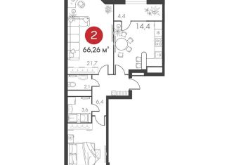 Продажа 2-комнатной квартиры, 66.3 м2, Самара, метро Российская