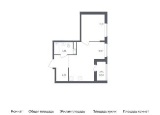 1-комнатная квартира на продажу, 41.5 м2, деревня Новосаратовка