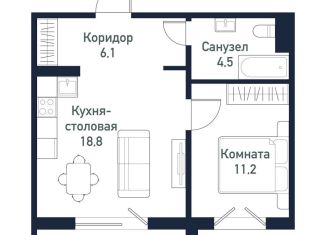 Продается 1-комнатная квартира, 40.6 м2, Челябинская область, улица имени капитана Ефимова, 4